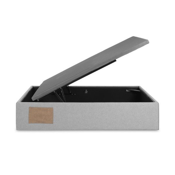 Šedá čalouněná jednolůžková postel s úložným prostorem 90x190 cm Matters – Kave Home-image-2