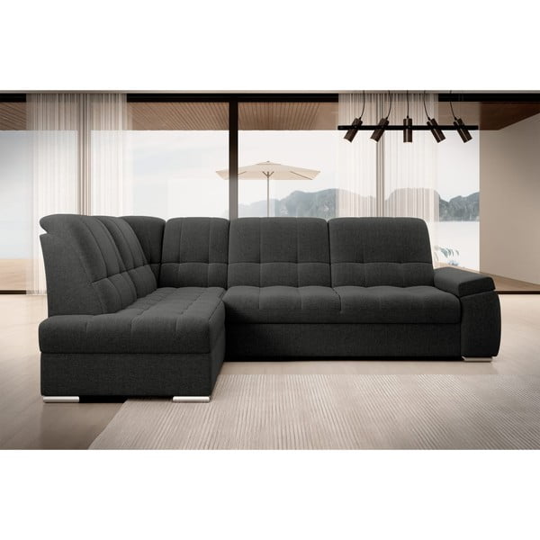 Tmavě šedá rozkládací/s úložným prostorem rohová pohovka (levý roh/do L) Sado – ELTAP-image-3