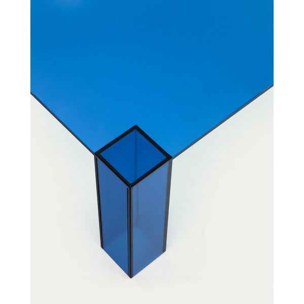 Modrý skleněný konferenční stolek 85x85 cm Adularia – Kave Home-image-3