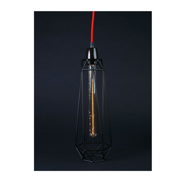 Světlo s černým stínítkem a červeným kabelem Filament Style Diamond #2-image-1