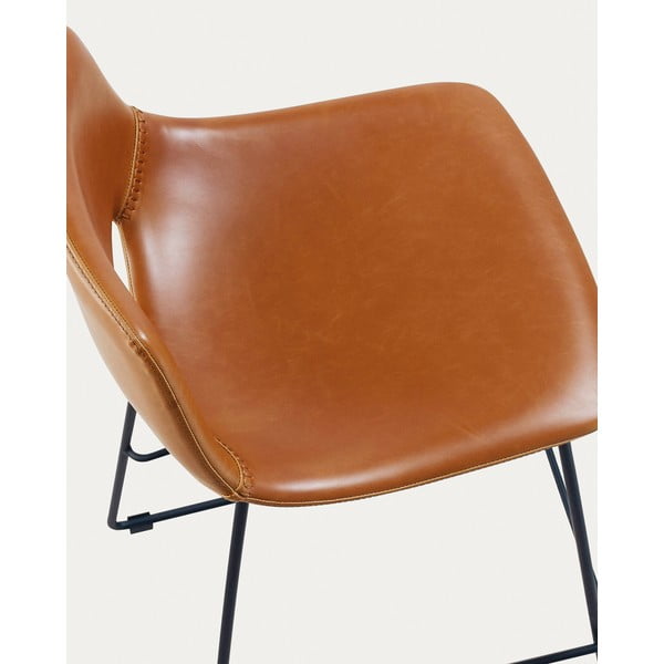 Koňakově hnědá barová židle z imitace kůže (výška sedáku 76 cm) Zahara – Kave Home-image-4
