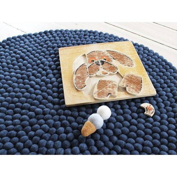 Modrý kuličkový vlněný koberec Wooldot Ball Rugs, ⌀ 200 cm-image-2