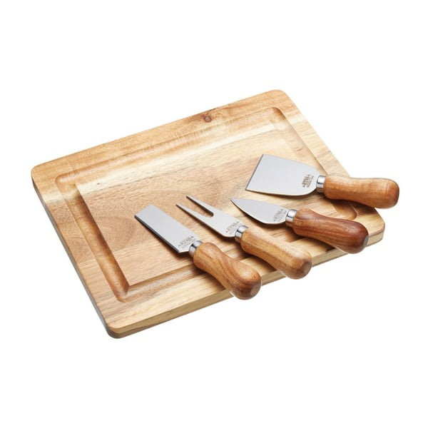 Sada nožů na sýr a akátového prkénka, 25,5x20x1 cm