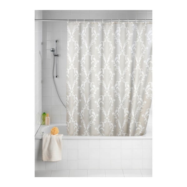 Šedý sprchový závěs s protiplísňovou povrchovou úpravou Wenko Baroque, 180 x 200 cm-image-1