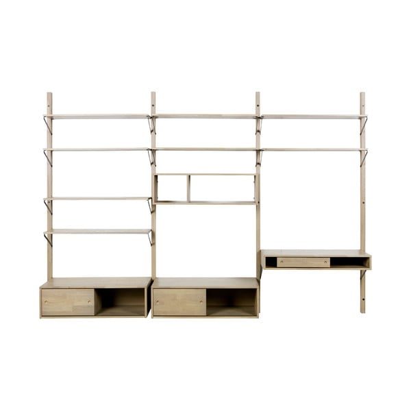 Pracovní stůl z dubového dřeva se zásuvkou k nástěnné sestavě WOOOD Gyan-image-2