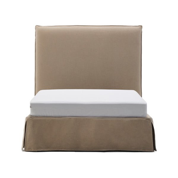 Taupe čalouněná jednolůžková postel 90x200 cm Jaira – Kave Home-image-2