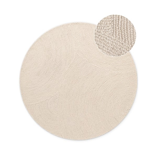 Ručně tkaný vlněný kulatý koberec ve světle přírodní barvě ø 150 cm Eleni Natural White – Hanse Home