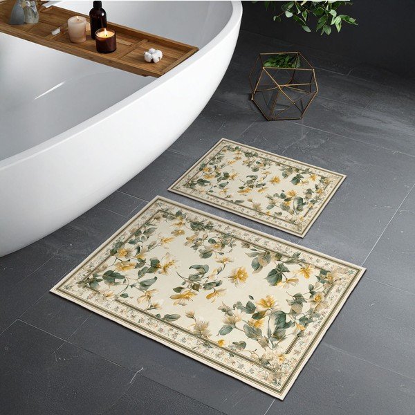 Béžové koupelnové předložky v sadě 2 ks 60x100 cm – Foutastic-image-1