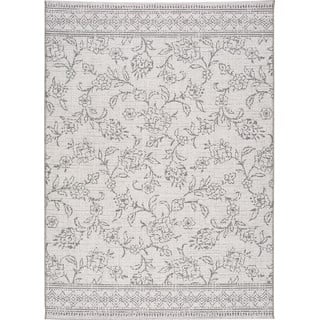 Šedý venkovní koberec Universal Weave Floral, 130 x 190 cm