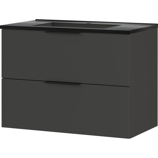 Černo-antracitová závěsná skříňka s umyvadlem 81x61 cm Crandon – Germania-image-3