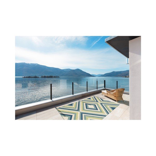 Modro-zelený venkovní koberec Floorita Rombi, 133 x 190 cm-image-2