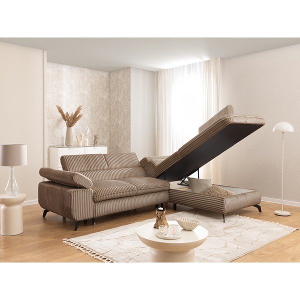 Hnědá manšestrová rohová pohovka (pravý roh/do L) Marbeya  – Ropez-image-4