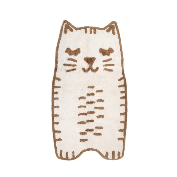 Krémový pratelný ručně tkaný bavlněný dětský koberec 65x120 cm Little Charlie – Nattiot