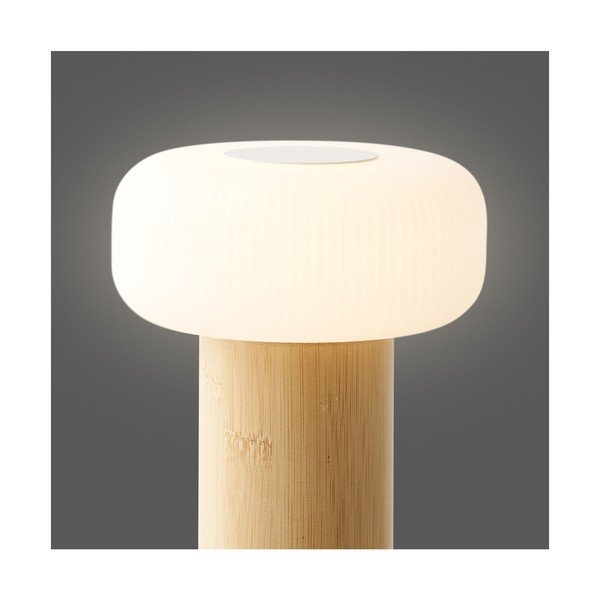 Bílá/v přírodní barvě bambusová stolní lampa s plastovým stínidlem (výška 18 cm) Stafford – House Nordic-image-4