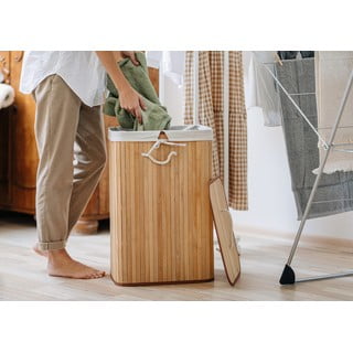 Bambusový koš na prádlo v přírodní barvě 78 l Bamboo – Compactor