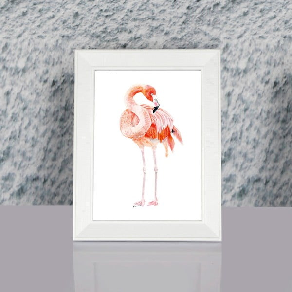 Zarámovaný obraz Dekorjinal Pouff Flamingo, 23 x 17 cm