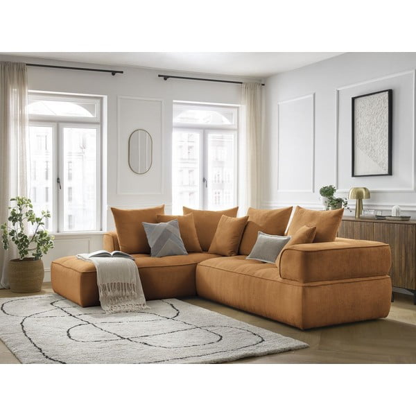 Žinylková rohová pohovka v hořčicové barvě (levý roh/do L) Whesley – Bobochic Paris-image-4