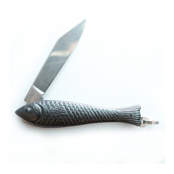 Černý lakovaný český nožík rybička v designu od Alexandry Dětinské