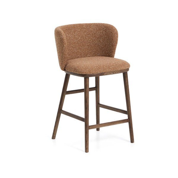 Čalouněná barová židle v terakotové barvě (výška sedáku 65 cm) Ciselia – Kave Home