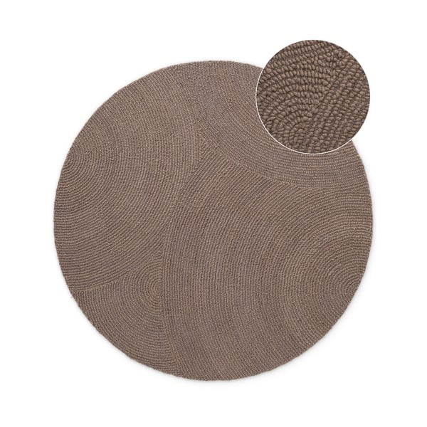 Ručně tkaný vlněný kulatý koberec taupe ø 120 cm Eleni Taupe – Hanse Home