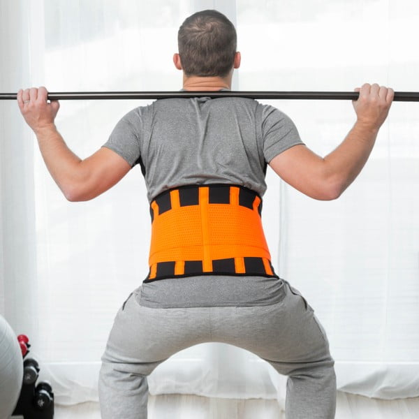 Oranžovo-černý sportovní pás na hubnutí a správné držení těla InnovaGoods, velikost M