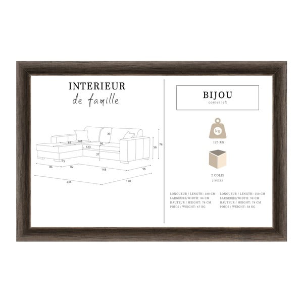 Tmavě šedá sedačka INTERIEUR DE FAMILLE PARIS Bijou, levý roh-image-4