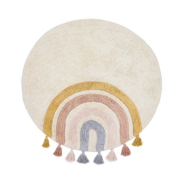 Slonovinový pratelný/ručně tkaný bavlněný dětský koberec ø100 cm Tadea – Kave Home