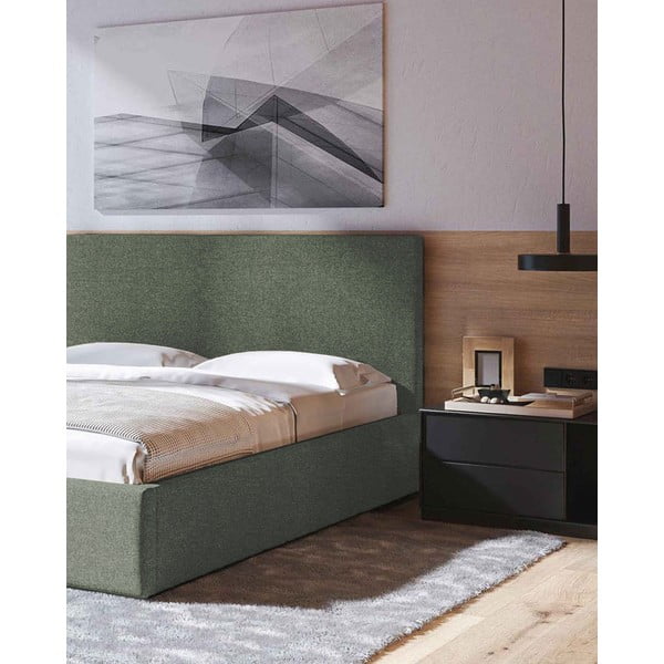 Zelená čalouněná dvoulůžková postel s úložným prostorem s roštem 180x200 cm Bufo – MESONICA-image-4