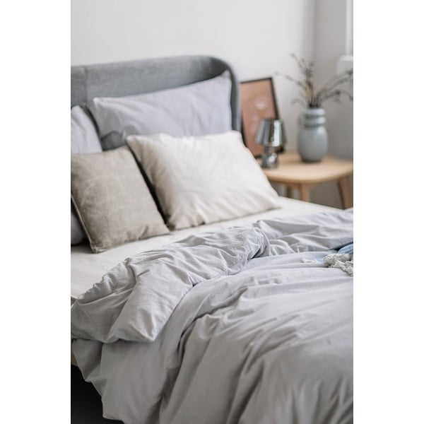 Světle šedé povlečení na dvoulůžko ze stonewashed bavlny Bonami Selection, 200 x 200 cm-image-3