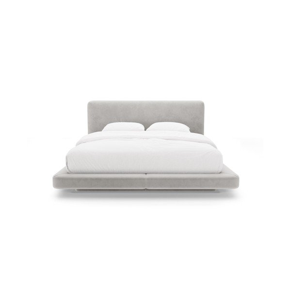 Světle šedá čalouněná dvoulůžková postel 140x200 cm Linea – Micadoni -image-3