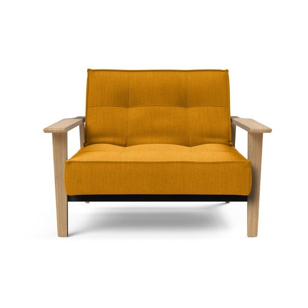 Oranžové rozkládací křeslo s dřevěnými područkami Innovation Splitback-image-3