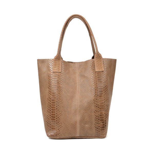 Hnědá kožená kabelka shopper Renata Corsi Lola-image-1