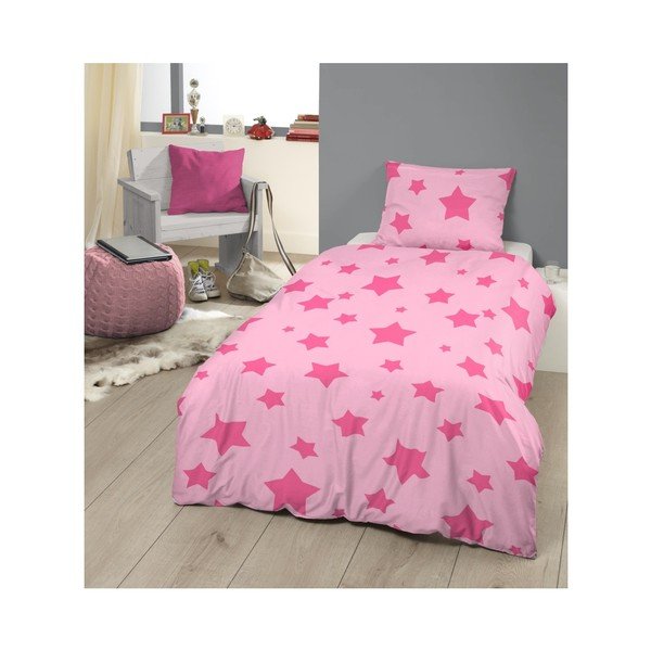 Růžové dětské růžové povlečení z bavlny na jednolůžko Good Morning Pink, 140 x 200 cm-image-1