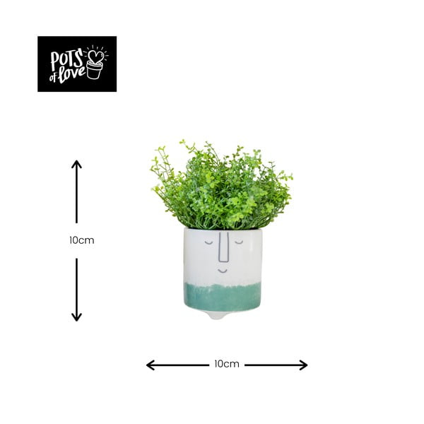 Bílo-zelený keramický květináč Kitchen Craft Happy Face-image-2