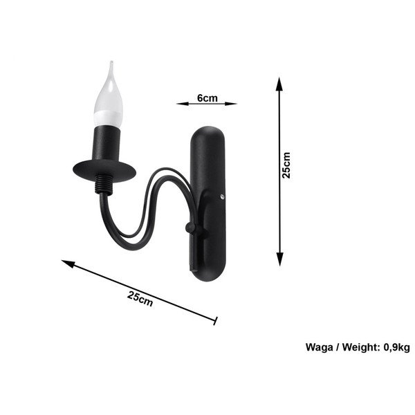 Černé kovové nástěnné svítidlo Fiorano – Sollux-image-3