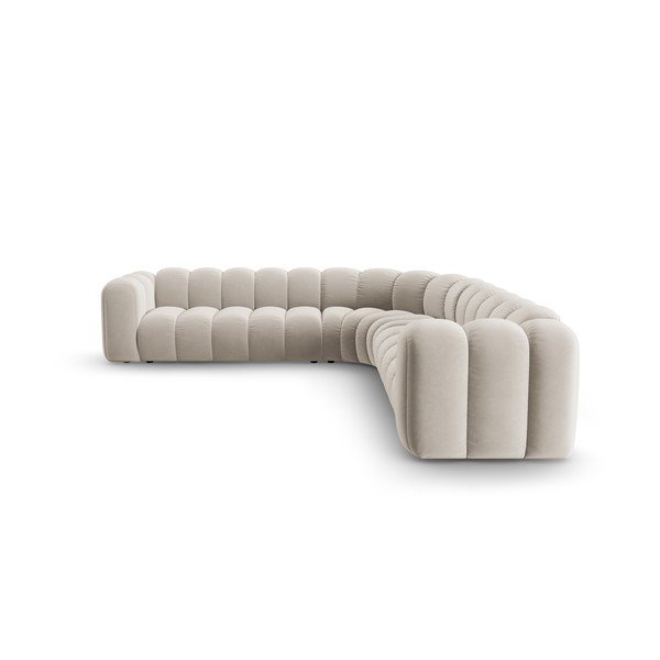 Krémová sametová modulární rohová pohovka Lupine – Micadoni -image-2