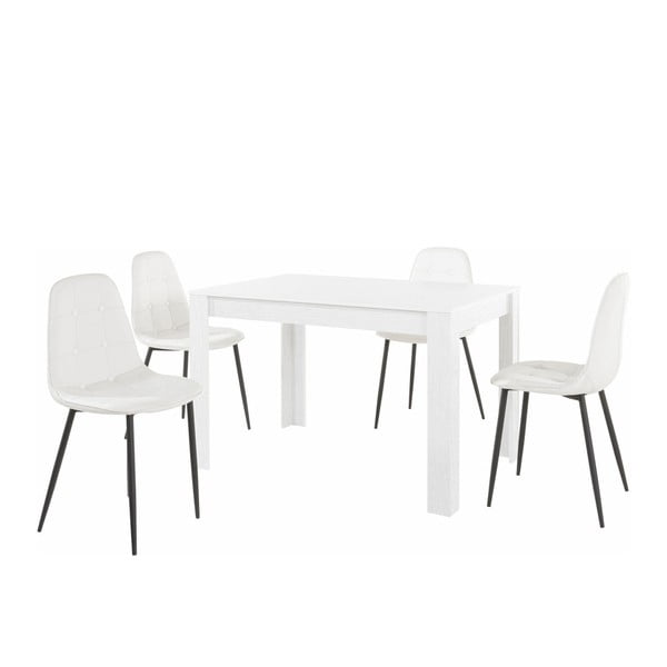 Set bílého jídelního stolu a 4 bílých jídelních židlí Støraa Lori Lamar