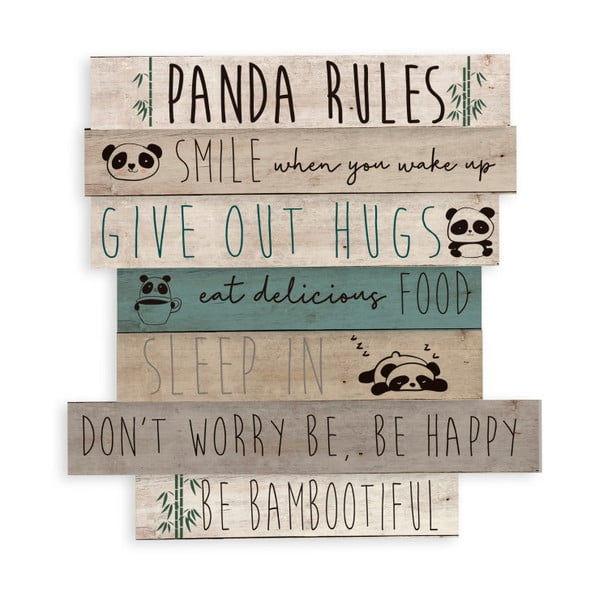 Dekorativní cedule Little Nice Things Panda Rules, 50 x 40 cm