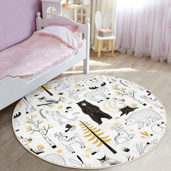 Žluto-bílý dětský koberec ø 100 cm Comfort – Mila Home-image-2