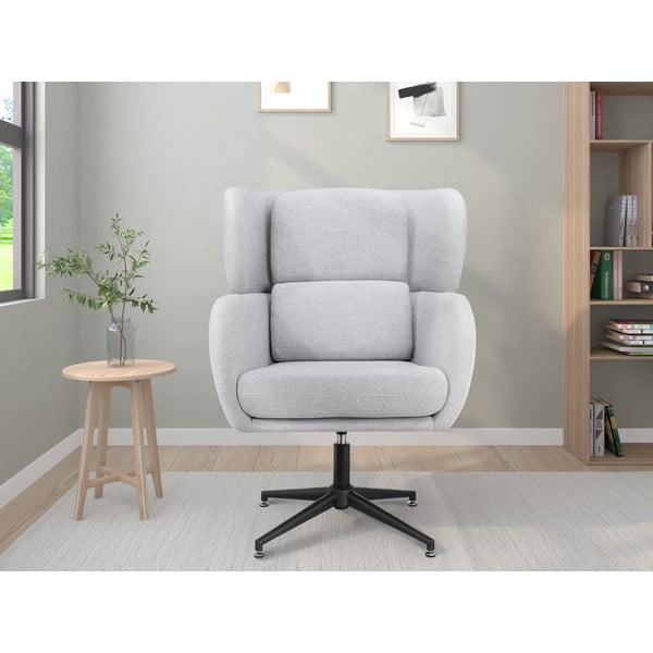 Světle šedé sametové křeslo ušák Vanessa – Støraa-image-1