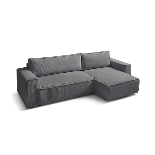 Tmavě šedá manšestrová rozkládací rohová variabilní pohovka Nihad – Bobochic Paris-image-3