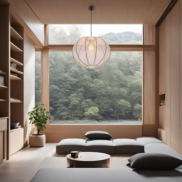 Bílé závěsné svítidlo s textilním stínidlem ø 52 cm Mellow – Candellux Lighting-image-4