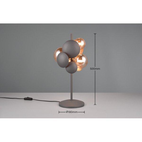 Stolní lampa se skleněným stínidlem v šedo-zlaté barvě (výška 50 cm) Bubble – Trio Select-image-3