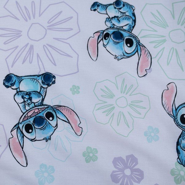 Bílé bavlněné dětské povlečení do postýlky 100x135 cm Lilo and Stitch "Ohana White" – Jerry Fabrics-image-4