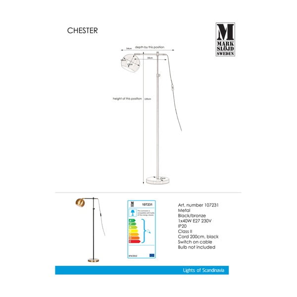 Černo-bronzová volně stojící lampa Markslöjd Chester-image-2