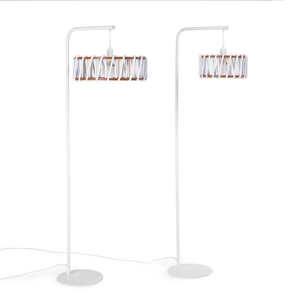 Stojací lampa s bílou konstrukcí a velkým bílým stínidlem EMKO Macaron-image-4