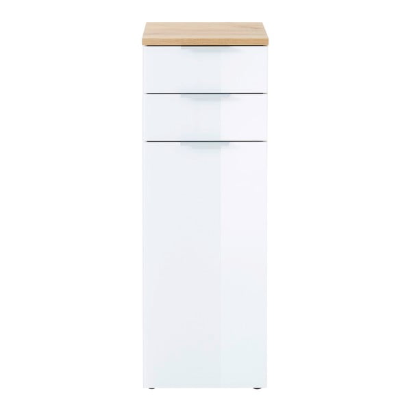 Bílá přírodní vysoká koupelnová skříňka v dekoru dubu 39x112 cm Pescara – Germania