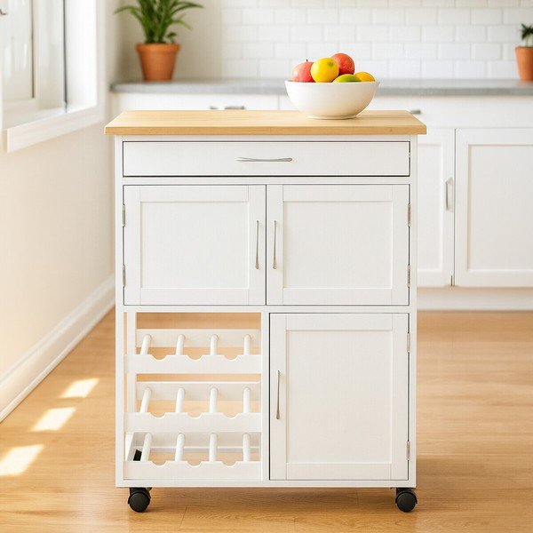 Bambusový servírovací stolek na kolečkách 37x67 cm Harlow – Premier Housewares-image-1