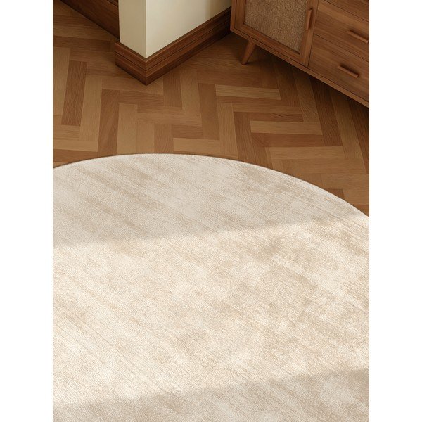 Slonovinový ručně tkaný kulatý koberec z viskózy ø 120 cm Noemi – Vikosa-image-4