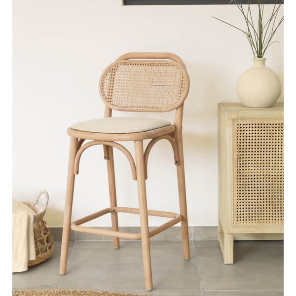 Barová židle z dubového dřeva v přírodní barvě (výška sedáku 65 cm) Doriane – Kave Home-image-1